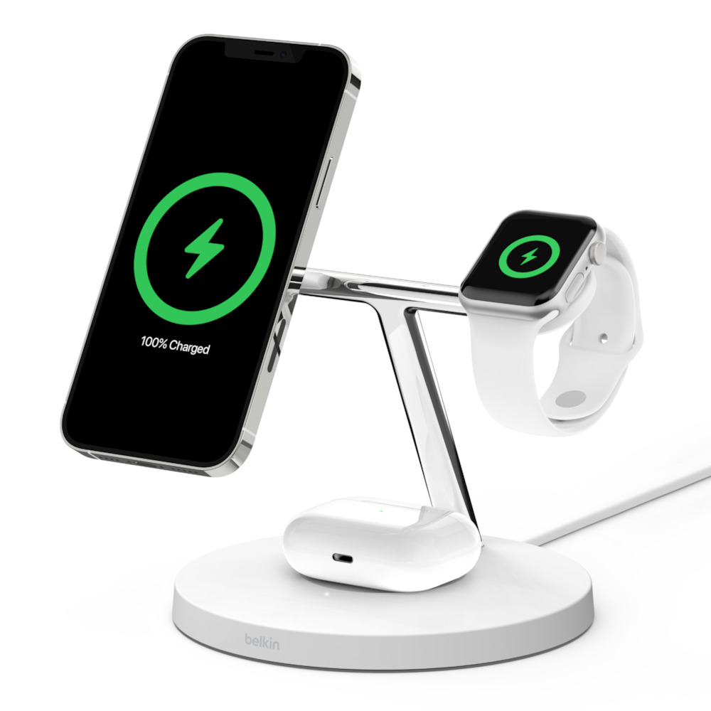 BELKIN 3-IN-1 WIRELESS CHARGER W/MAGSAFE 15W WH