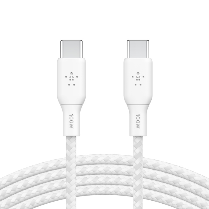 BELKIN BRAIDED USBC-C 2.0 100W CABLE 2M WHITE