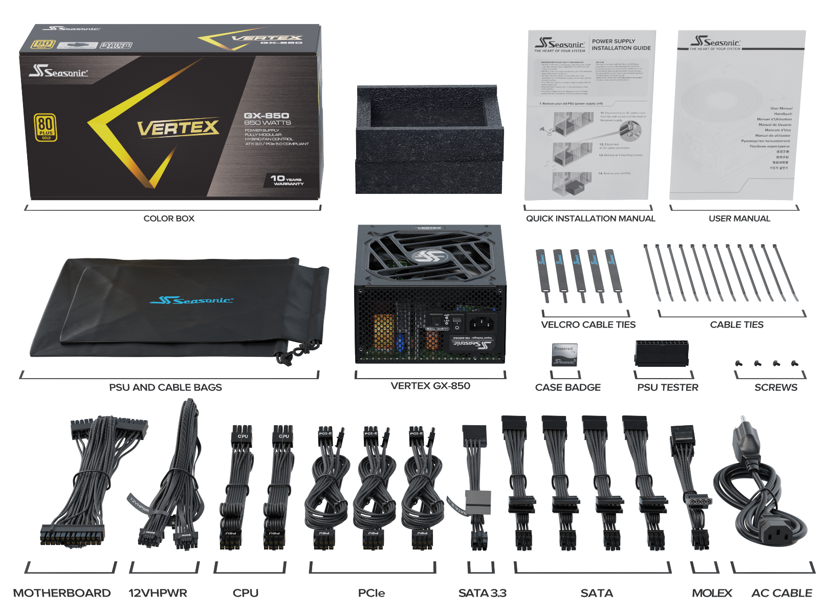 SEASONIC VERTEX 80 PLUS GOLD GX850 850W PSU thumbnail 11