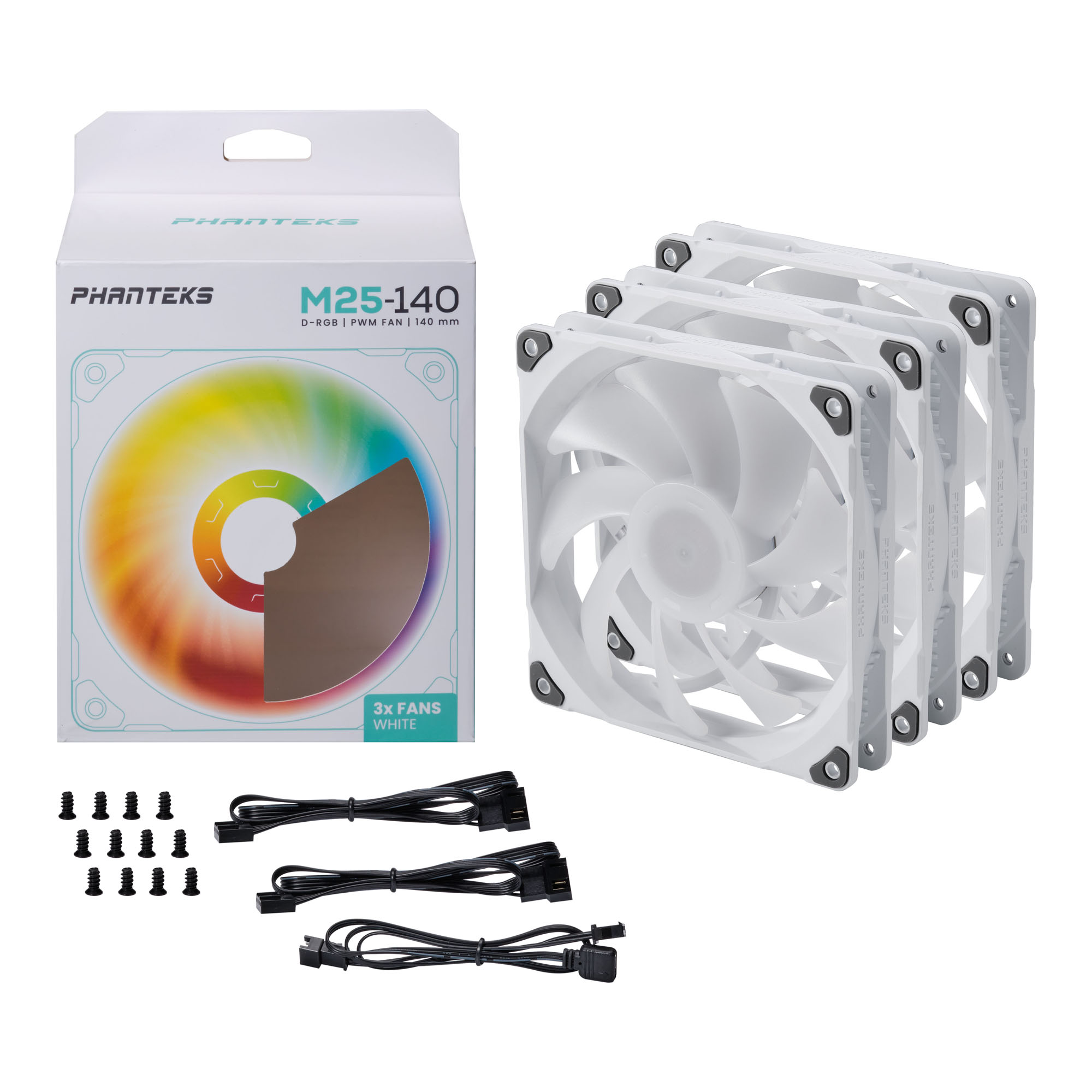 PHANTEKS M25 140MM PWM FAN DRGB WHITE 3PACKS