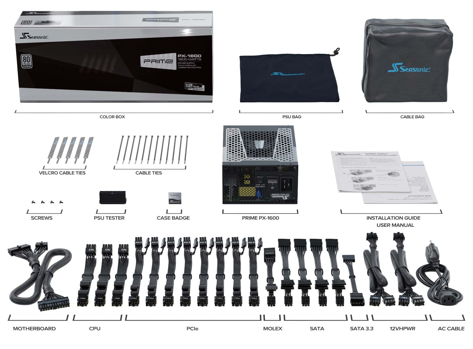 SEASONIC PRIME PLATINUM PX-1600 ATX3.0 PCIE5.0 thumbnail 13