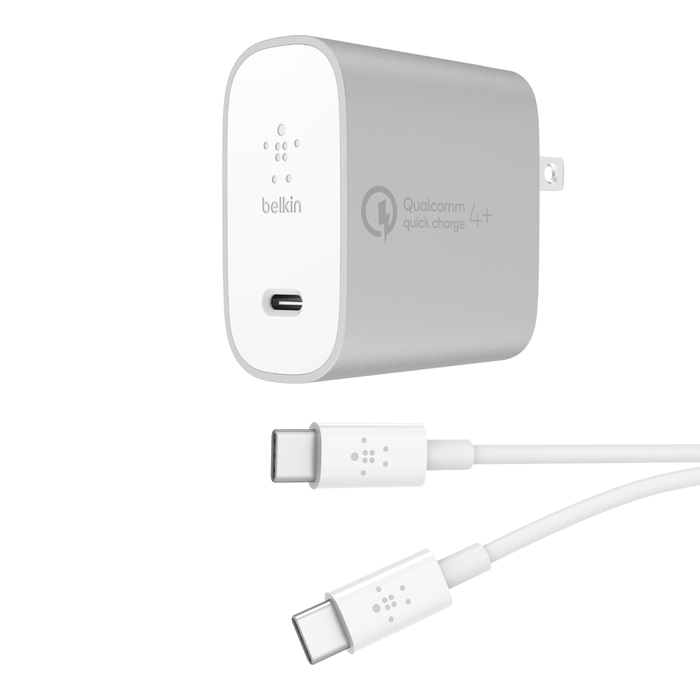 BELKIN QC4 + USB-C AC CHARGER 27W 4  USB-C TO C SILVER