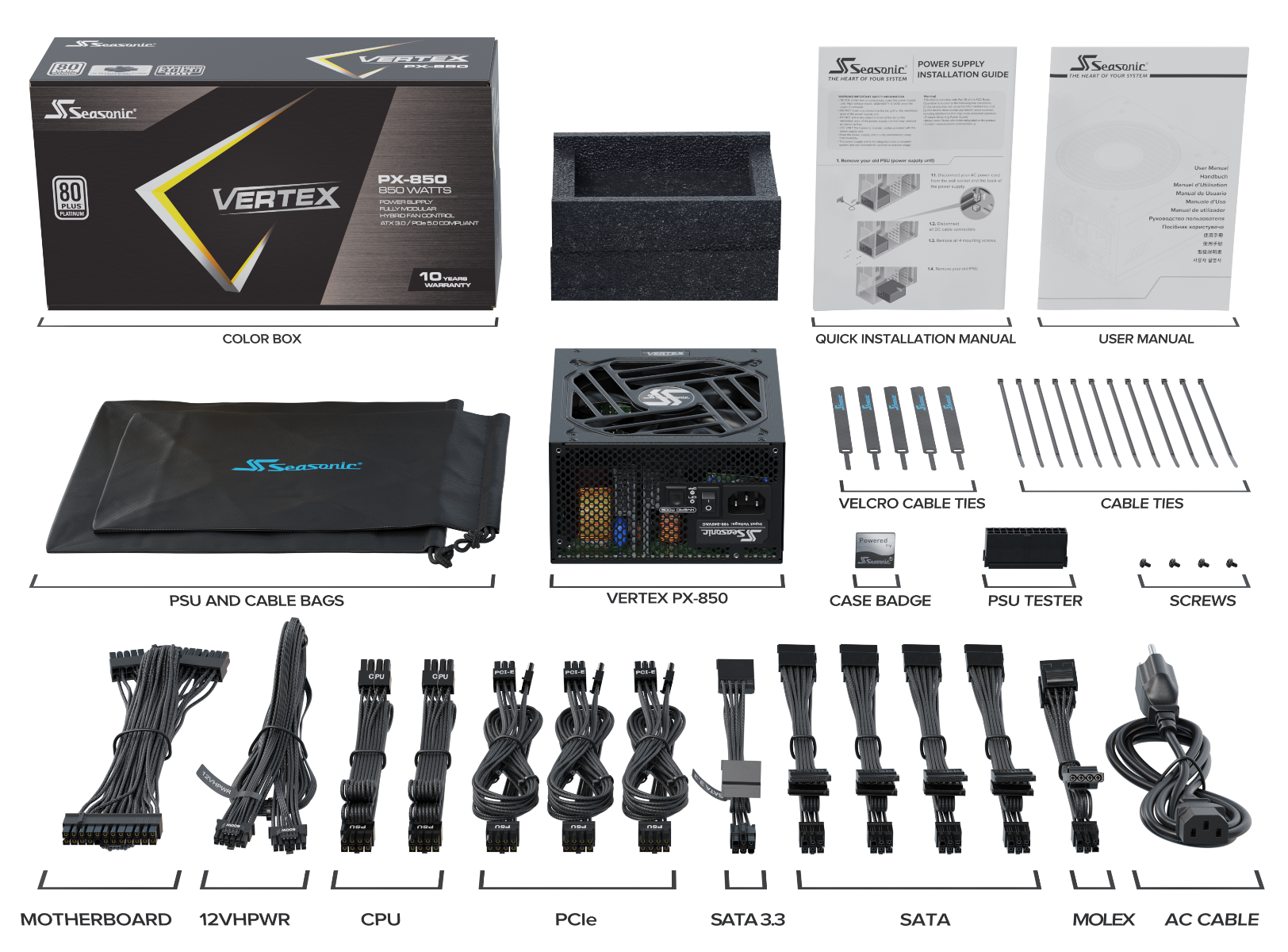 SEASONIC VERTEX 80PLUS PLATINUM PX850 850W PSU thumbnail 8