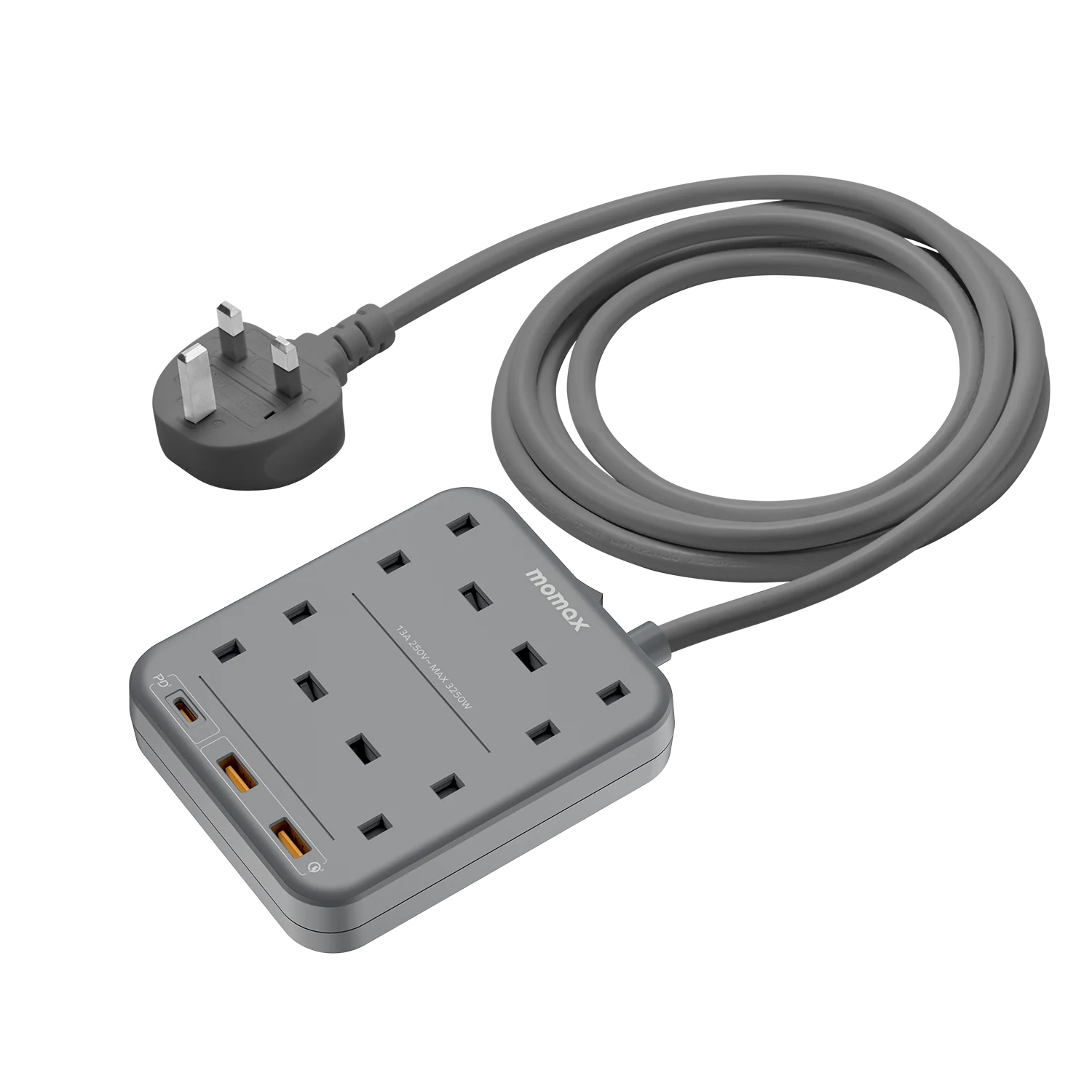 MOMAX ONEPLUG 4-OUTLET POWER STRIP WITCH USB(BLACK)