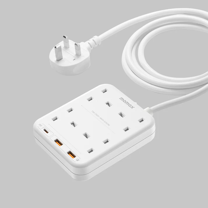 MOMAX ONEPLUG 4-OUTLET POWER STRIP WITCH USB(WH)