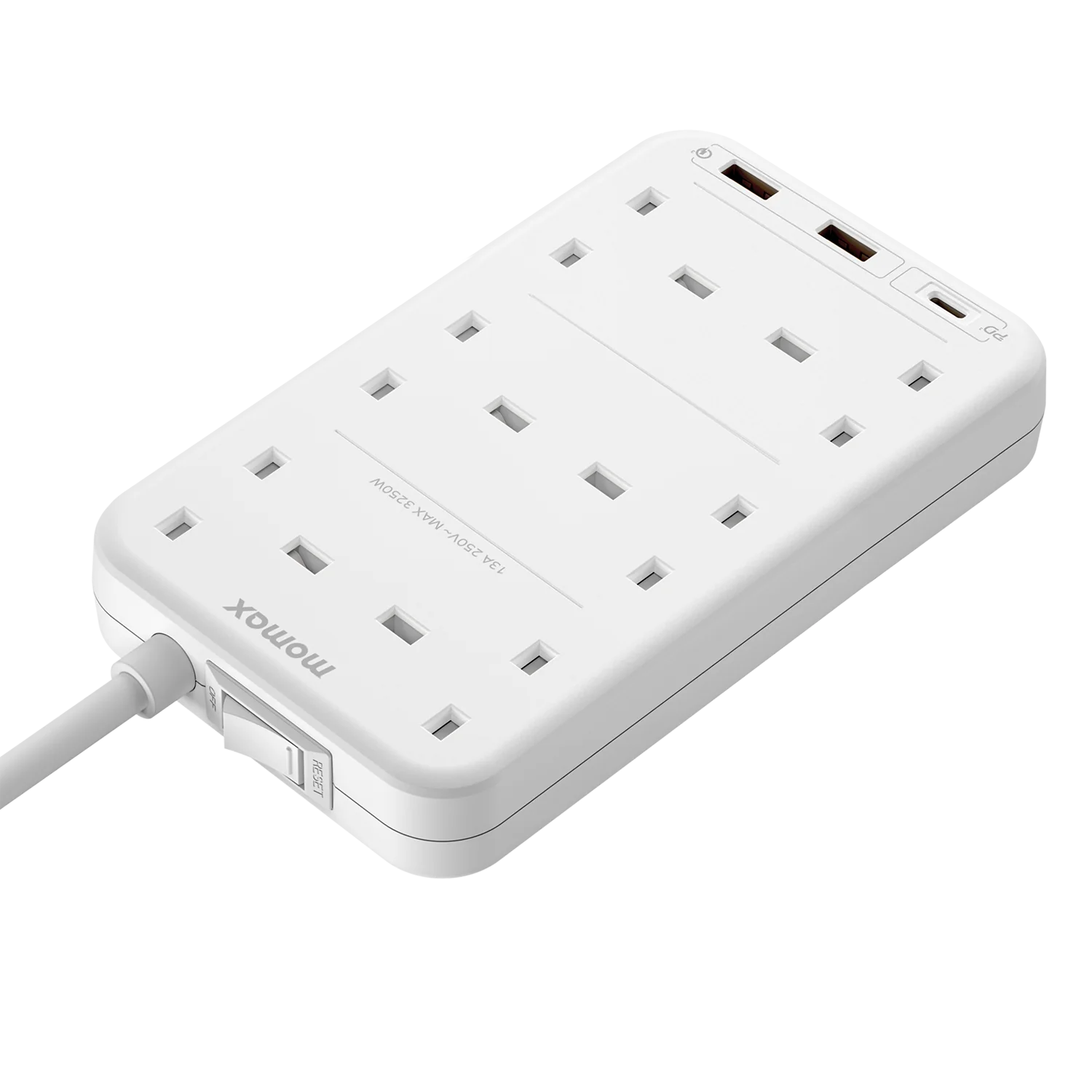 MOMAX ONEPLUG 6-OUTLET POWER STRIP WITCH USB(WH)
