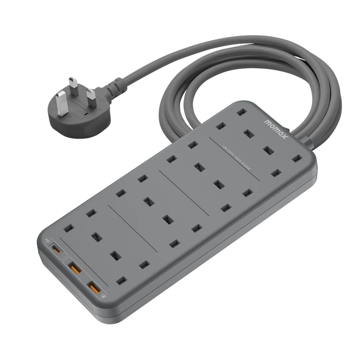 MOMAX ONEPLUG 8-OUTLET POWER STRIP WITCH USB(BK)