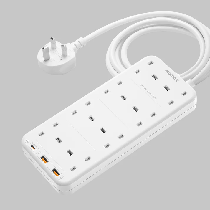MOMAX ONEPLUG 8-OUTLET POWER STRIP WITCH USB(WH)