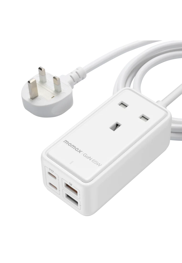 MOMAX ONEPLUG 65W GaN EXTENSION CORD WITCH USB(WH)
