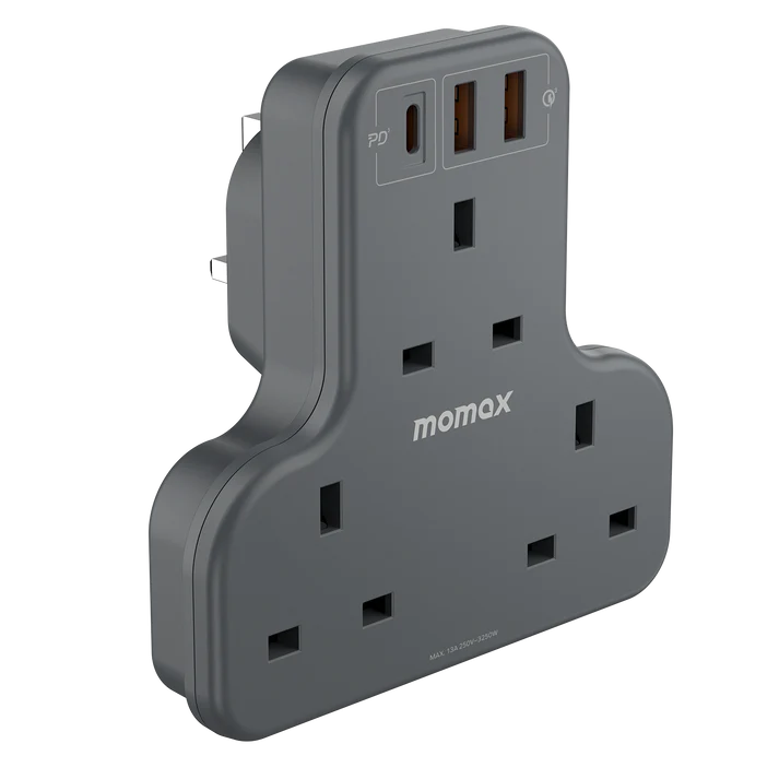 MOMAX ONEPLUG 3-OUTLET T-SHAPED  WITCH USB(BK)