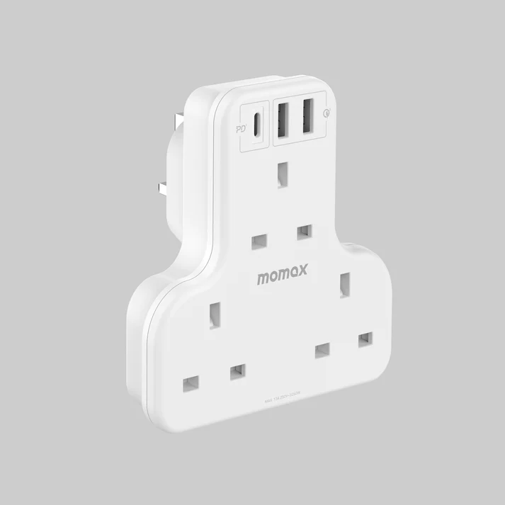 MOMAX ONEPLUG 3-OUTLET T-SHAPED  WITCH USB(WH)
