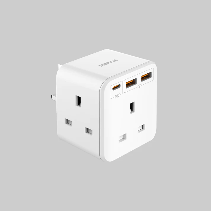 MOMAX ONEPLUG 3-OUTLET CUBE EXTENSIONWITCH USB(WH)