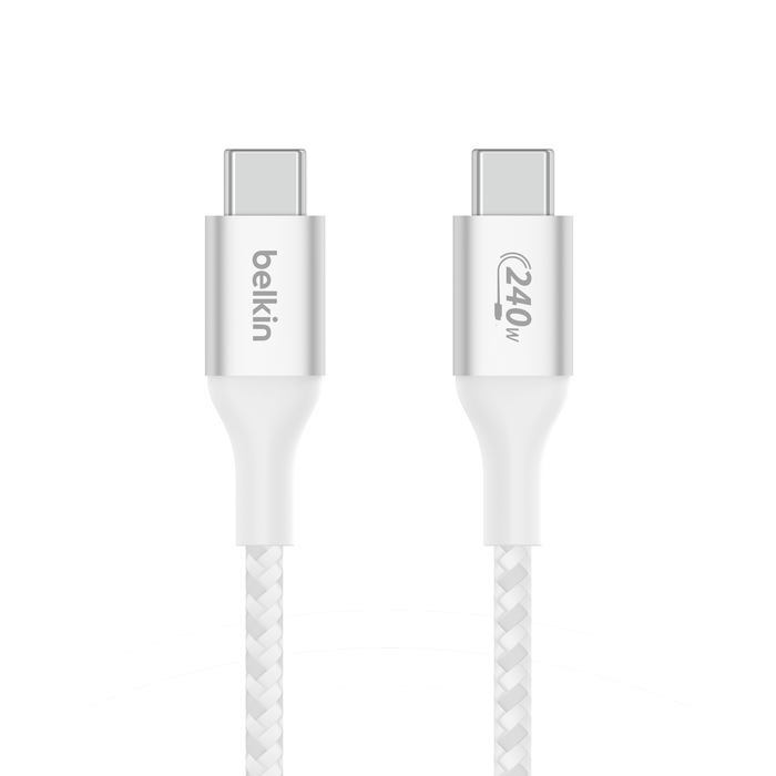 BELKIN 240W BRAIDED C-C CABLE 2M WHITE