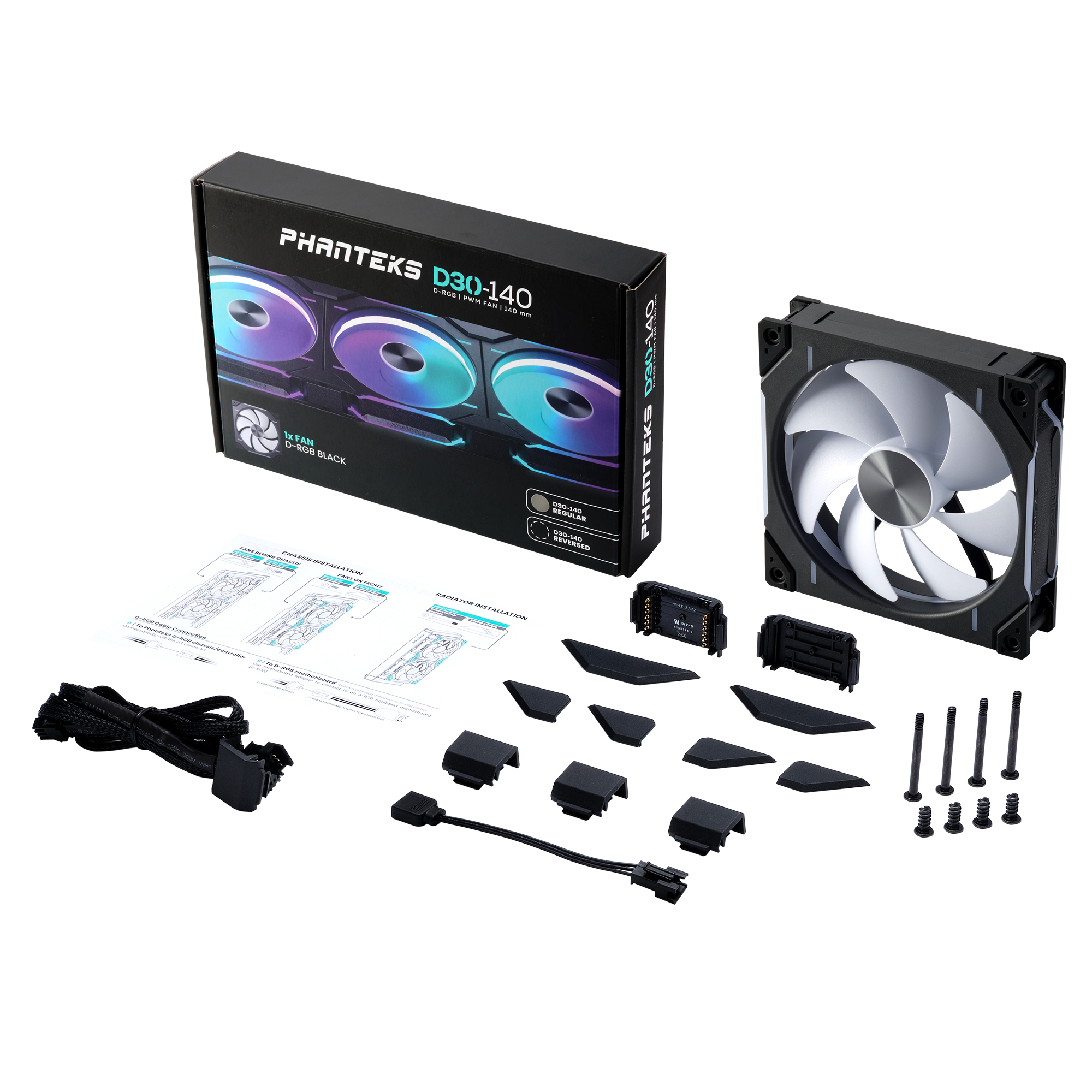PHANTEKS D30 140MM PWM FAN REGULAR DRGB BLACK (1-PACK) thumbnail 9