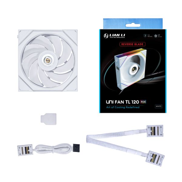 LIAN LI 120MM UNI FAN 12RTL REVERSE BLADE WHITE(1PACK)