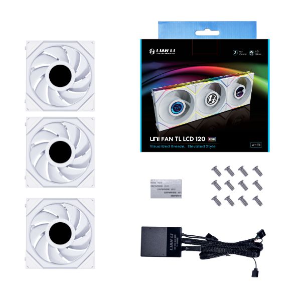 LIAN LI 120MM UNI REGULAR FAN 12TL LCD WHITE (3-PACK)