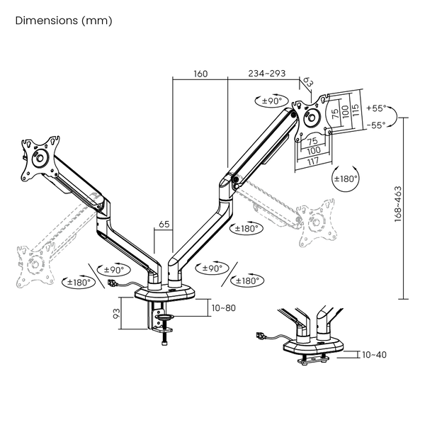 BRATECK ELEMENTAL RGB GAMING MONITOR ARMS (DUAL)