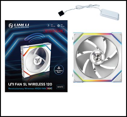 LIAN LI 120MM UNI FAN R12SL LED REVERSE WIRELESS WH(1PACK)