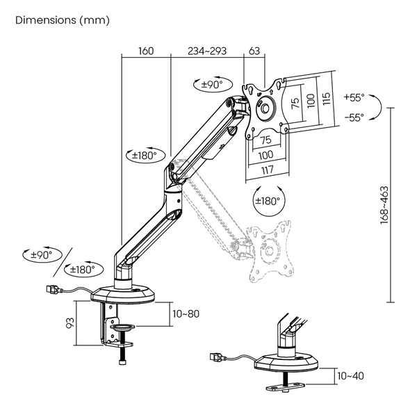 BRATECK HEAVY-DUTY RGB GAMING MONITOR ARM