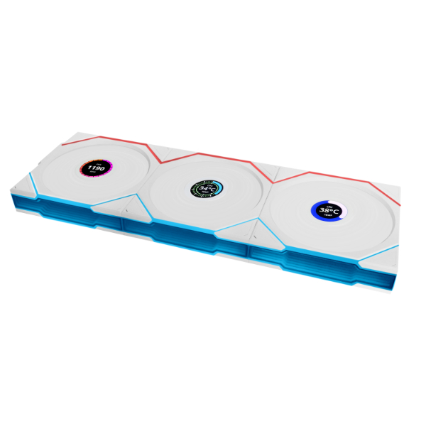 LIAN LI 120MM UNI FAN 12TL LCD WIRELESS WHITE (3PACK)