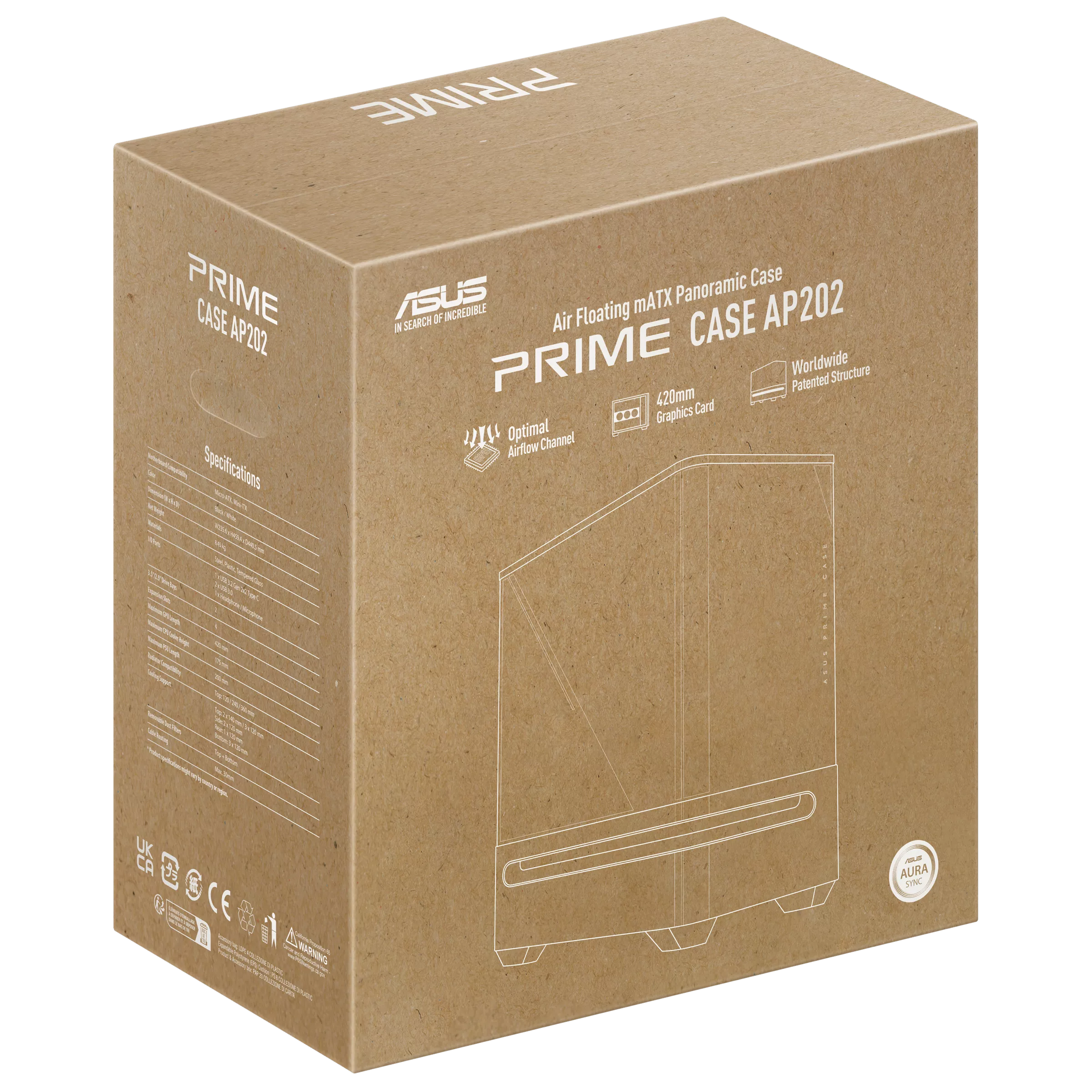 ASUS PRIME AP202 TG MATX CASE WHITE thumbnail 17