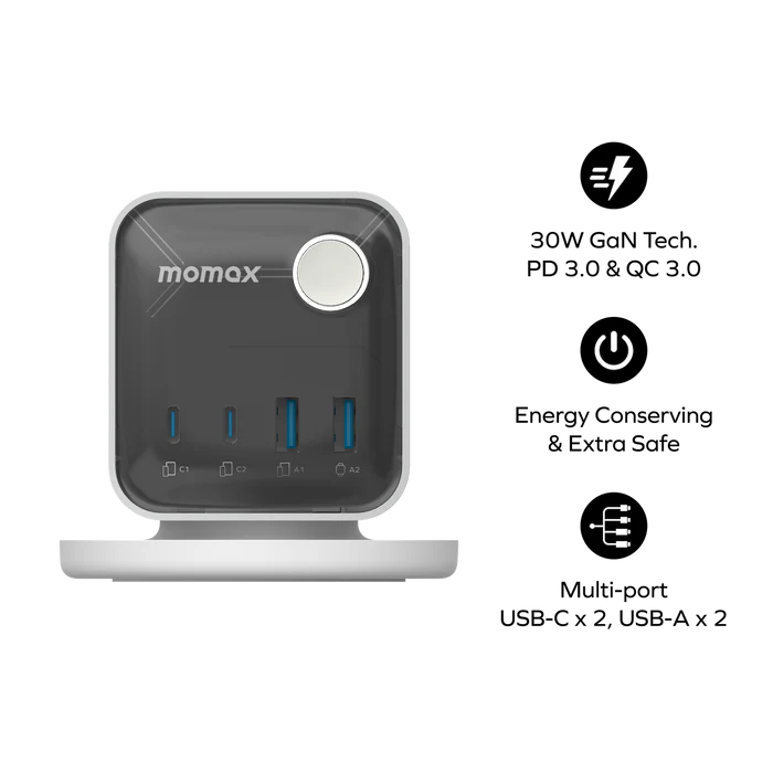 MOMAX 1-Charge Work-Flow 3 插座電源盒 WHITE
