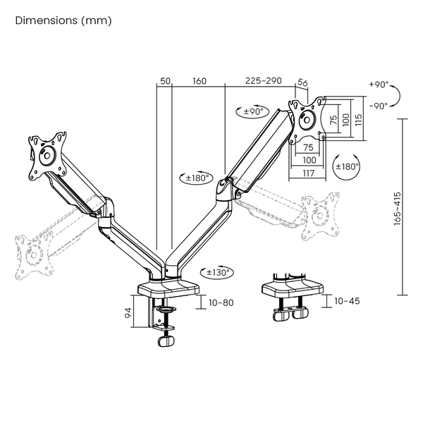 BRATECK ELEMENTAL MONITOR ARMS (DUAL)