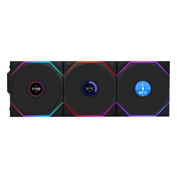LIAN LI 120MM UNI FAN 12TL LCD WIRELESS BLACK (3PACK)