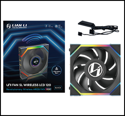 LIAN LI 120MM UNI FAN 12SL LCD WIRELESS BLACK (1PACK)