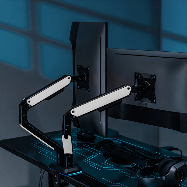 BRATECK ELEMENTAL RGB GAMING MONITOR ARMS (DUAL) thumbnail 4