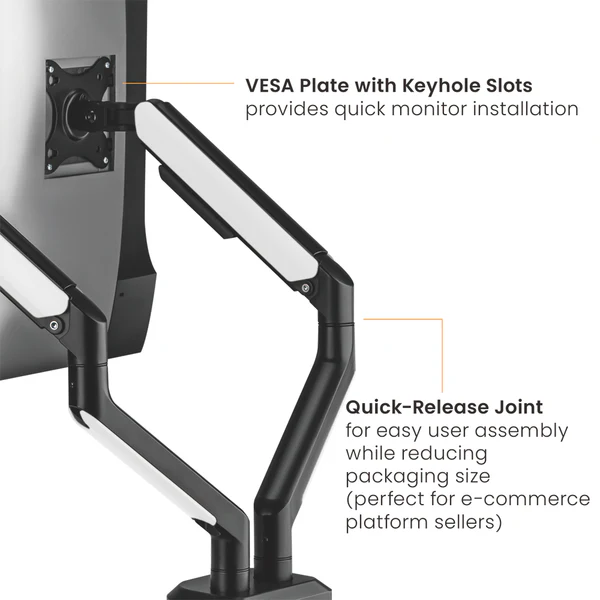 BRATECK ELEMENTAL RGB GAMING MONITOR ARMS (DUAL) thumbnail 3