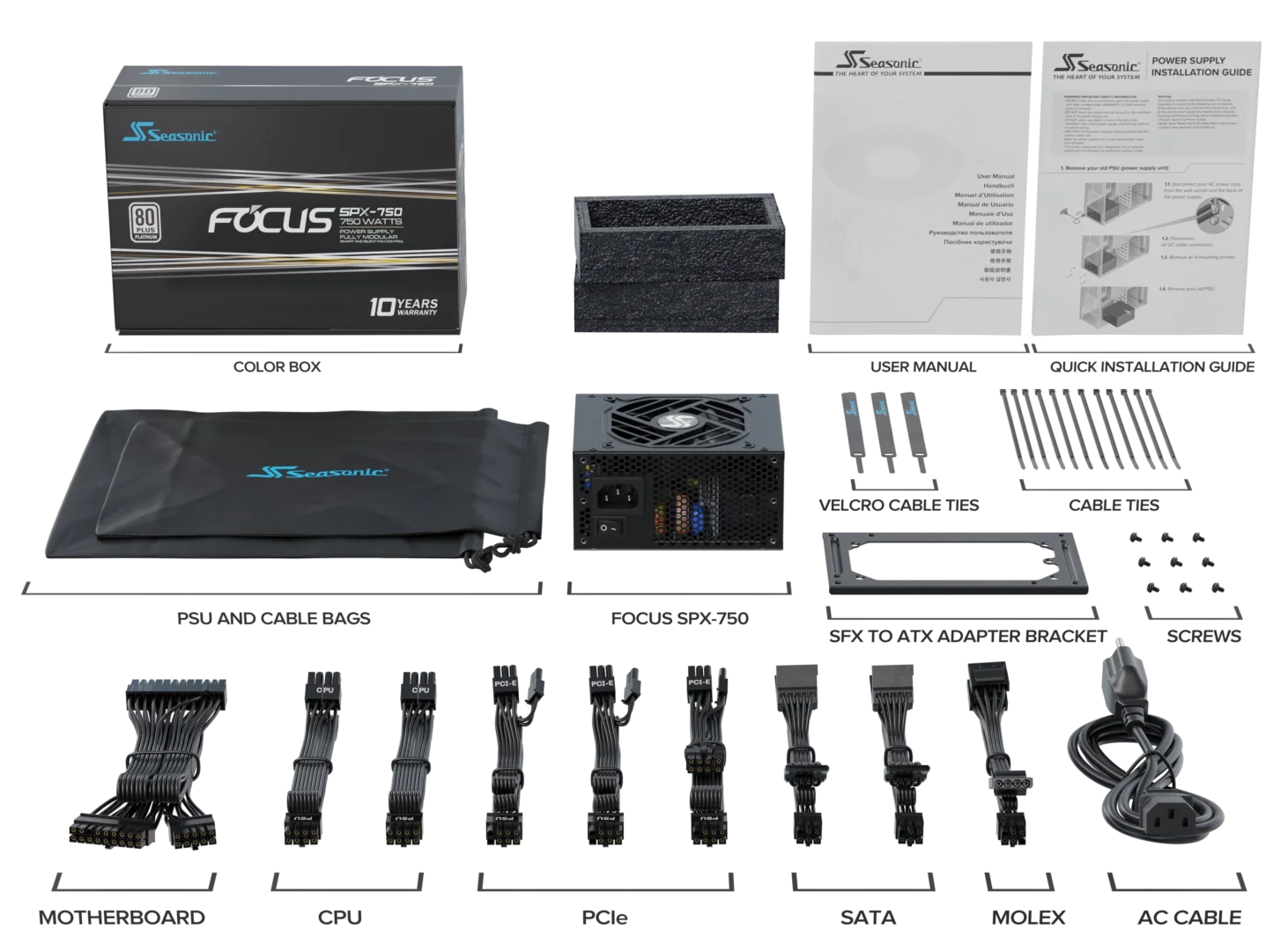 SEASONIC FOCUS SPX750 750W PSU PLATINUM SFX 12V thumbnail 9