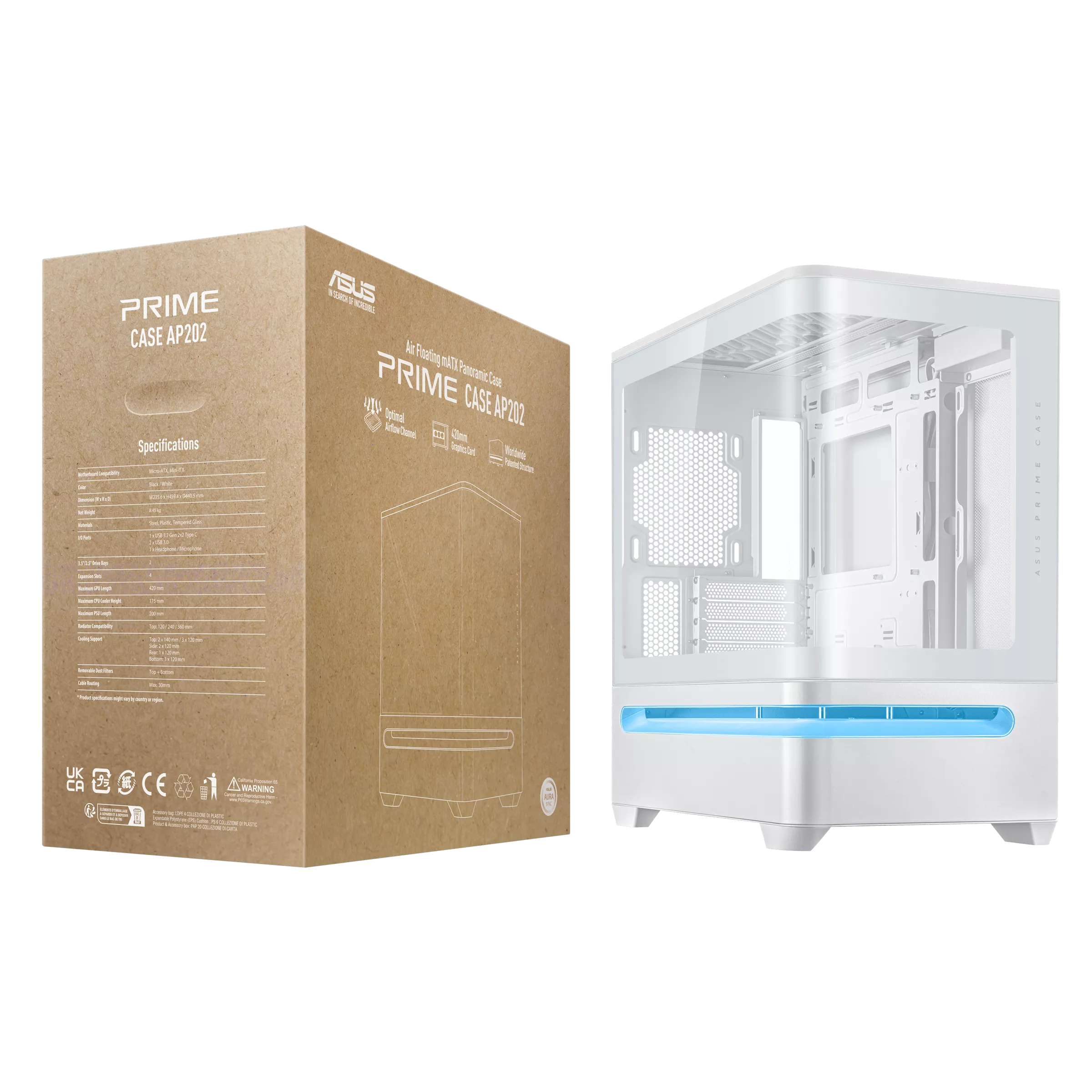 ASUS PRIME AP202 TG MATX CASE WHITE thumbnail 18