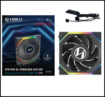 LIAN LI 120MM UNI FAN R12SL LCD REVERSE WIRELESS BK(1PACK)