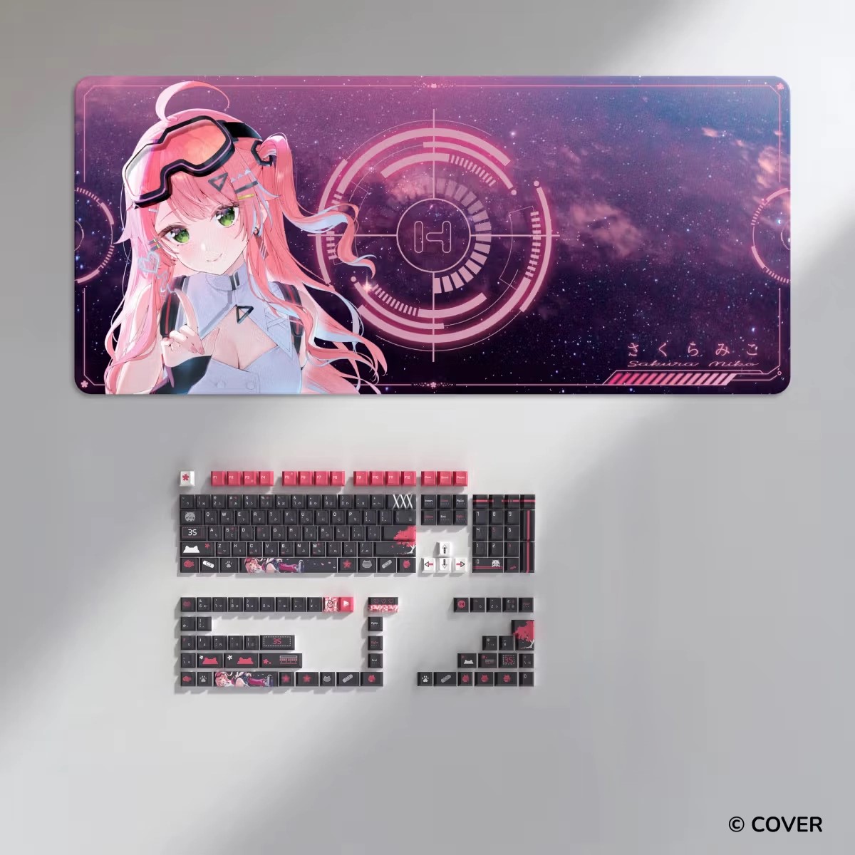 HYTE Sakura Miko Keycap Set and Desk Pad Bundle(BLACK)【預計2026年Q3到貨】